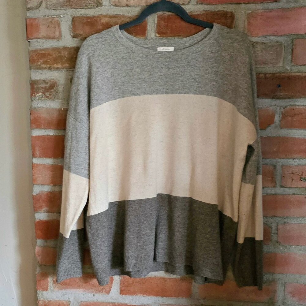 J.Jill  Cashmere Color-Block Sweater, Petite Large